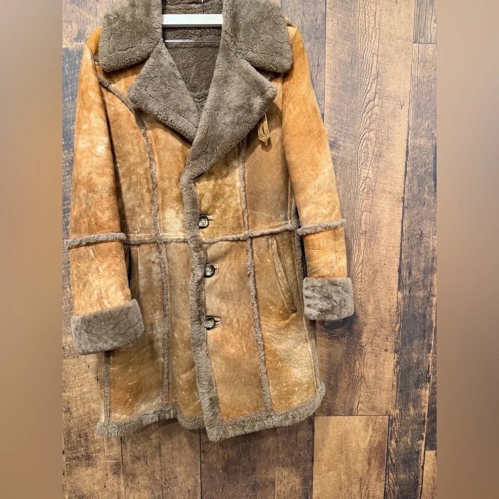 Vintage portobello sherling sheepskin jacket Marlboro man size 38 - Picture 2 of 11